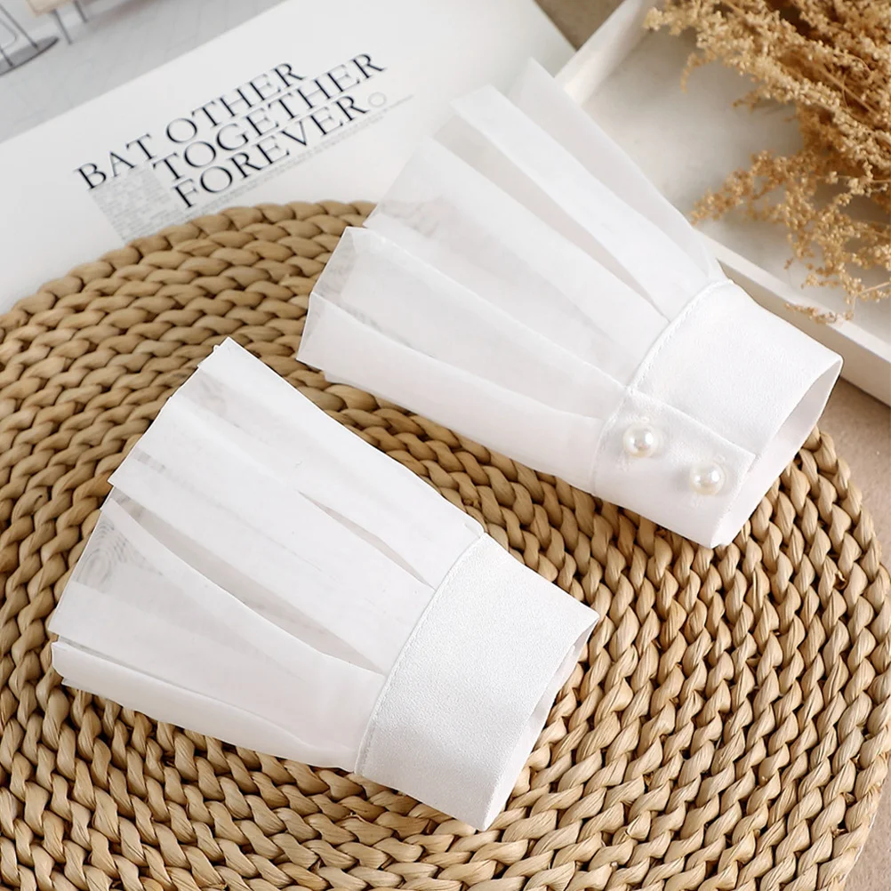 1 Pair Detachable Fake Sleeve Cuffs Chiffon Wrist Cuffs For Women Elegant Dress Accessories False Sleeves Wedding Prom Party