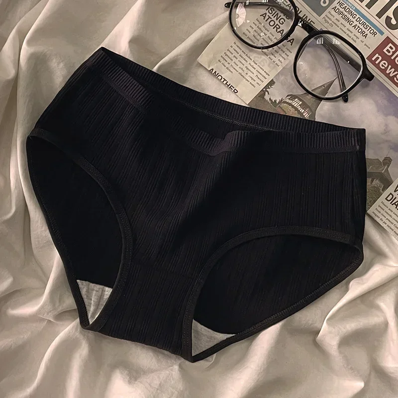 3 Pcs Women\'s Threaded Underwear Middle Waist Buttocks Lifting Triangular Underwear Pure Cotton Breathable Triangular Underwear