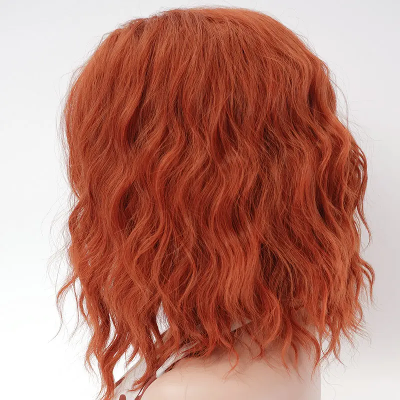 Beautiful orange red hair, suitable for retro personalized wig, full hair set, ins style