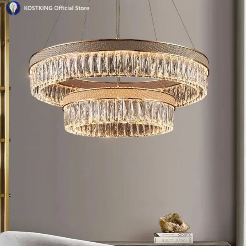 Light Luxury Crystal Lamp Living Room Chandelier 2026 New Hall Main Light American High-Grade Atmosphere Pendant Lighting