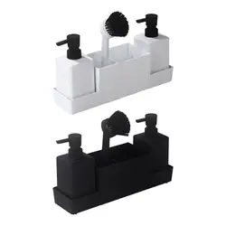 Liquid Hand Soap Dispenser com bandeja de armazenamento para cozinha, organizador de esponja, suporte da escova, antiderrapante, bomba garrafa, esponjas, purificadores