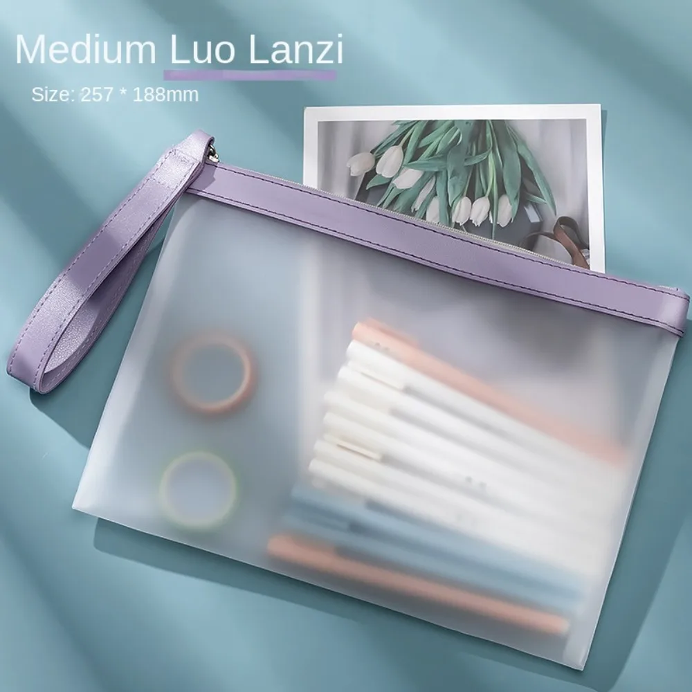 Transparent A4 File Bag Soft Zipper Envelope File Organizer Document Protector Data Storage Test Paper Organizer Students