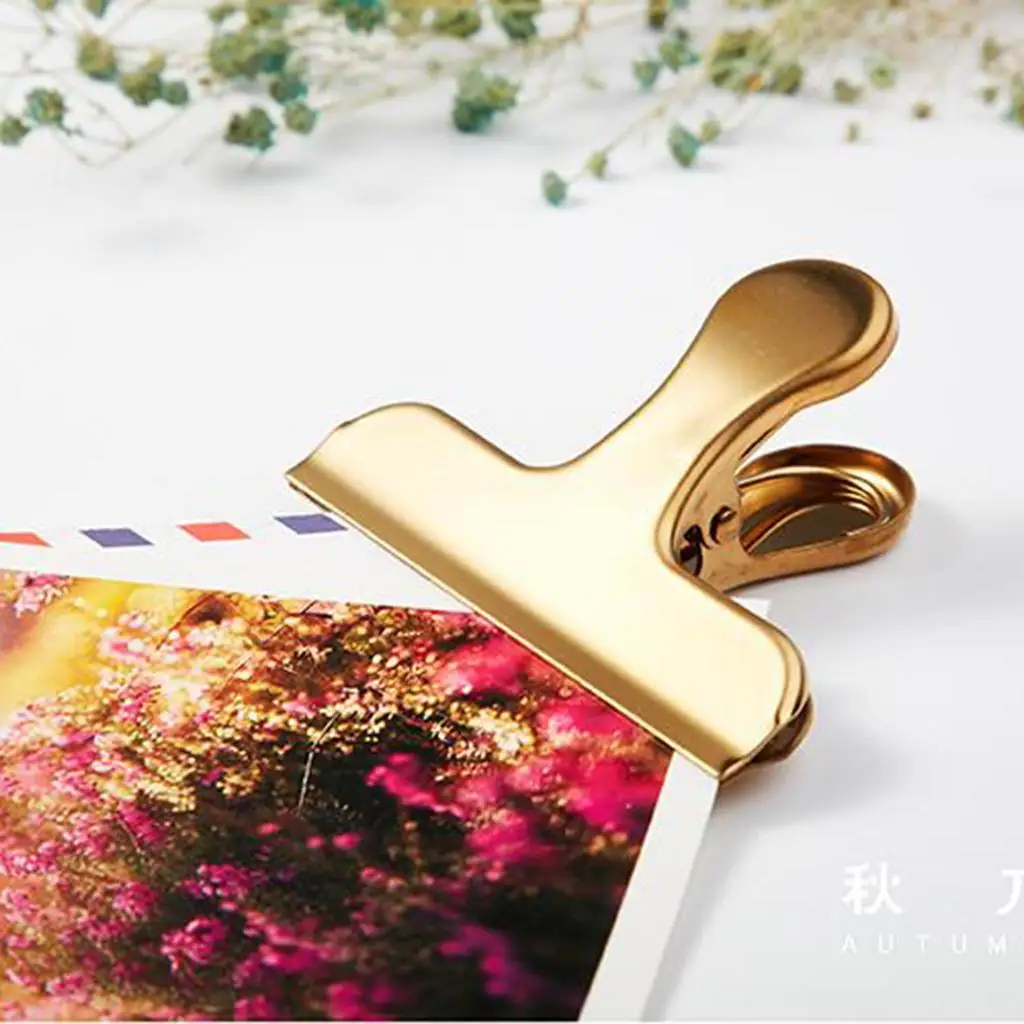 Durable Stainless Steel Chip Clips Gold Metal Kitchen Clip Food Storage Sealer for Freshness Retention