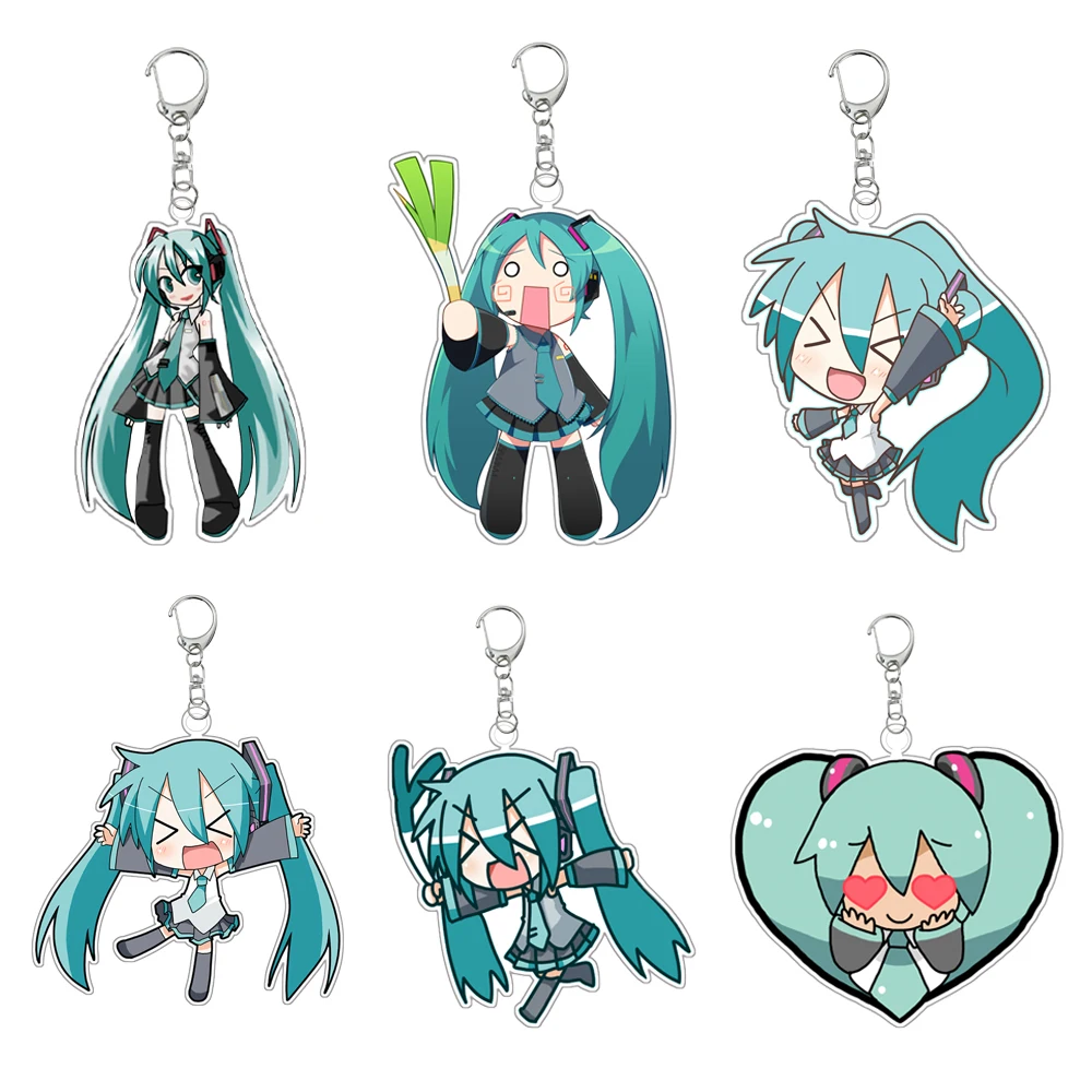 Anime Figure Hatsune Miku Acrylic Key Chain Cartoon Cute Key Ring Bag Pendant Decoration Keychain Accessories Girl Gift 6Cm