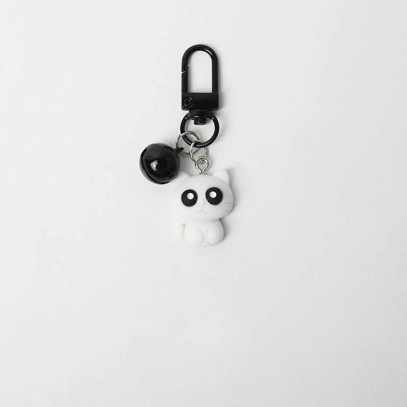 Porte-clés de voiture polyvalent chat noir et blanc créatif, pendentif mignon, sac à dos