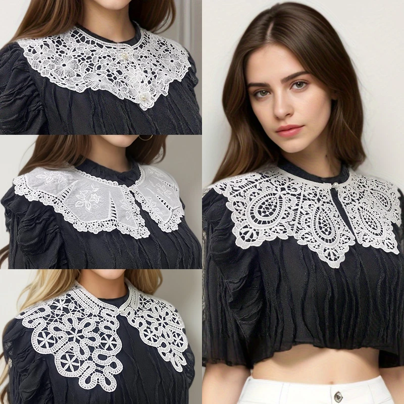 

White vintage lace shawl false collar Shirt Shoulder removable shirt collar shirt women's accessories
