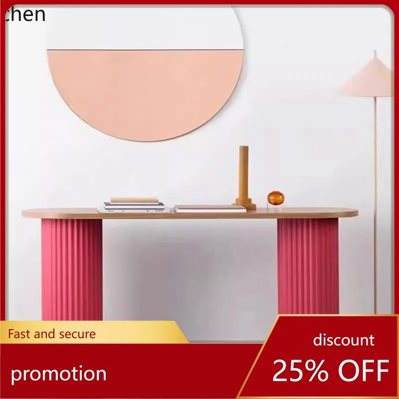 

ZML Entrance Table Semi-circular Entrance Table casual Modern Artistic Sense Solid Wood Display Table