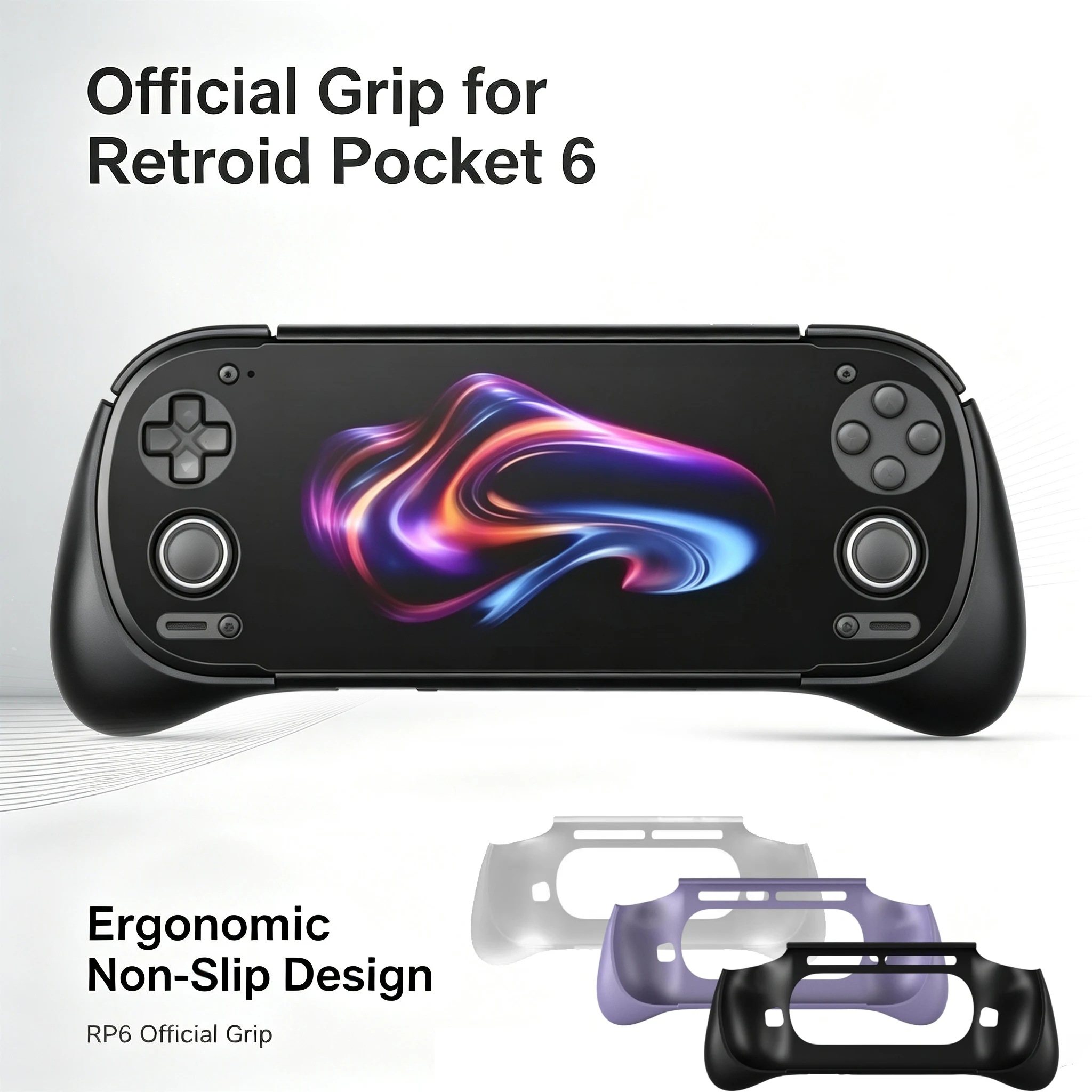 Grip for Retroid Pocket 6, Ergonomic Comfort Protective Grip Cover Anti-Slip Shock-Absorbing Handle Accessory for RP6