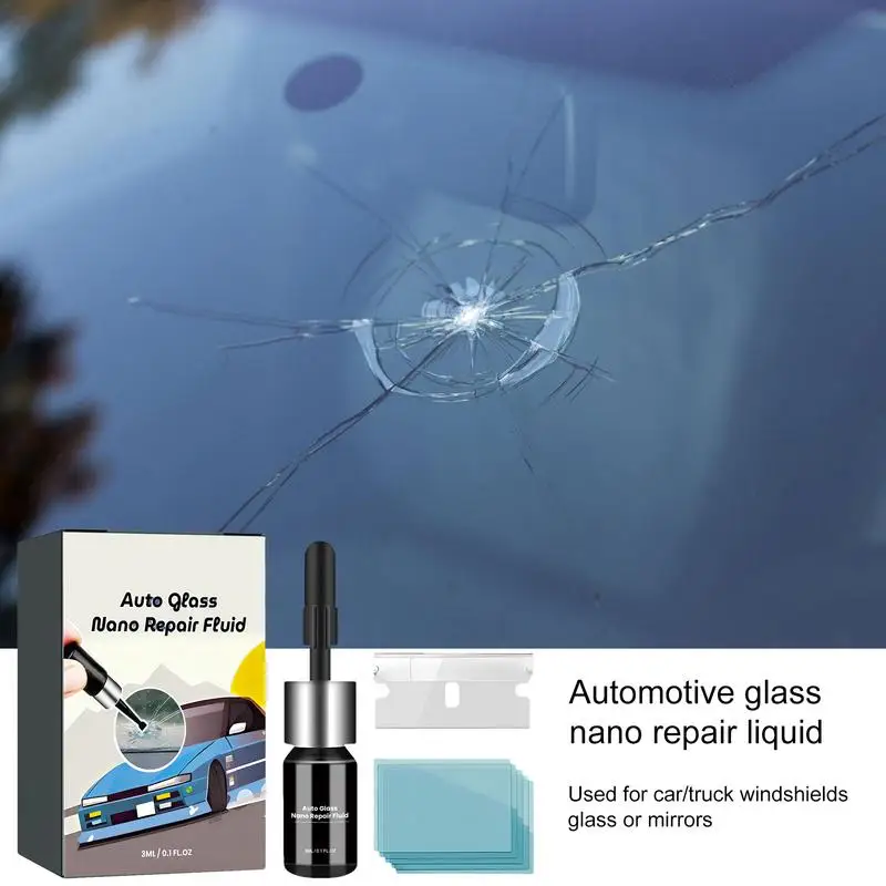 Glass Nano Repair Fluid Cracks Gone Glass Repair Kit Shatter Repair Glue Car Glass Repair Set For Vehicles Cars Wind Shield