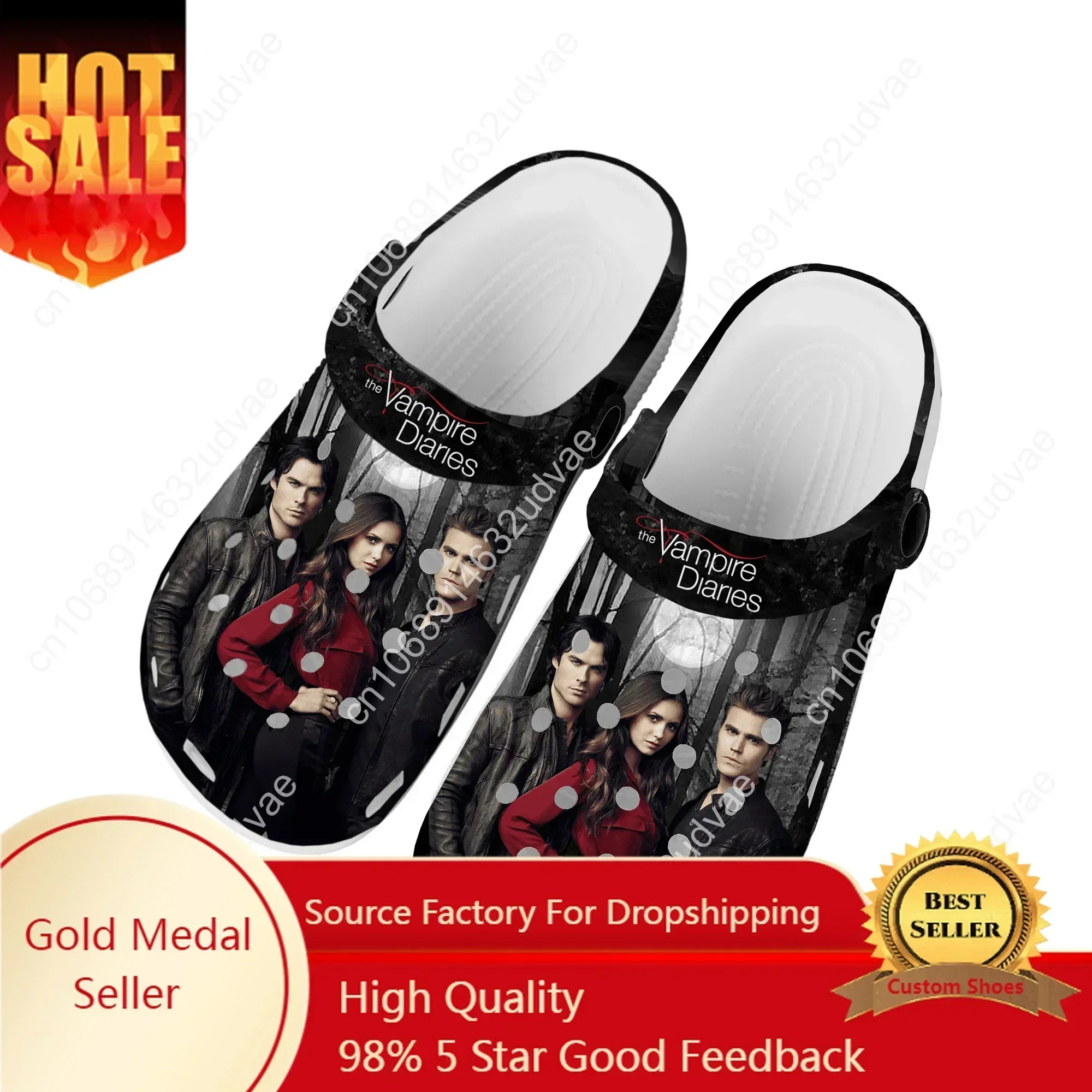 The Vampire Diaries Damon Salvatore Home Clogs Custom Water Shoes Mens Womens Teenager Shoe Garden Clog Beach Hole Slippers