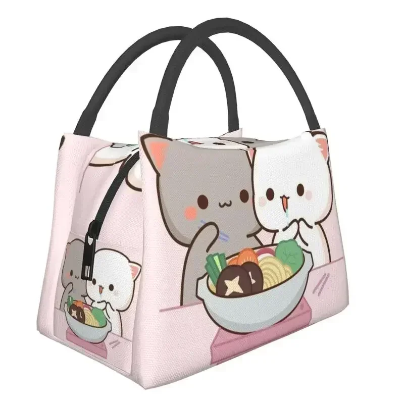 Custom Peach And Goma Eating Salad Lunch Bags Men Women Cooler Thermal Insulated Lunch Boxes for Office Travel Shoulder Bag