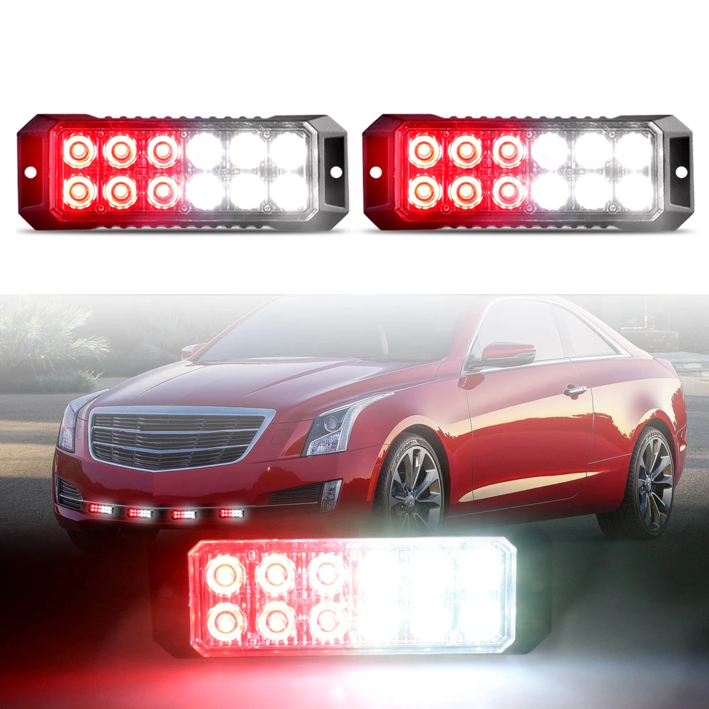 2Pcs 12LED Waterproof Trucks Lights Strobe Grille Lighting System Offering Bright Safety Warning Signals And Enhanced Visibility