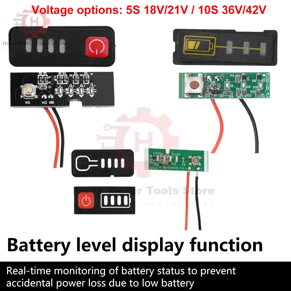 

Battery Level Indicator 5S 18V 21V 10S 36V 42V Battery Capacity Indicator Module Lithium Battery Power LED Display Battery Shel