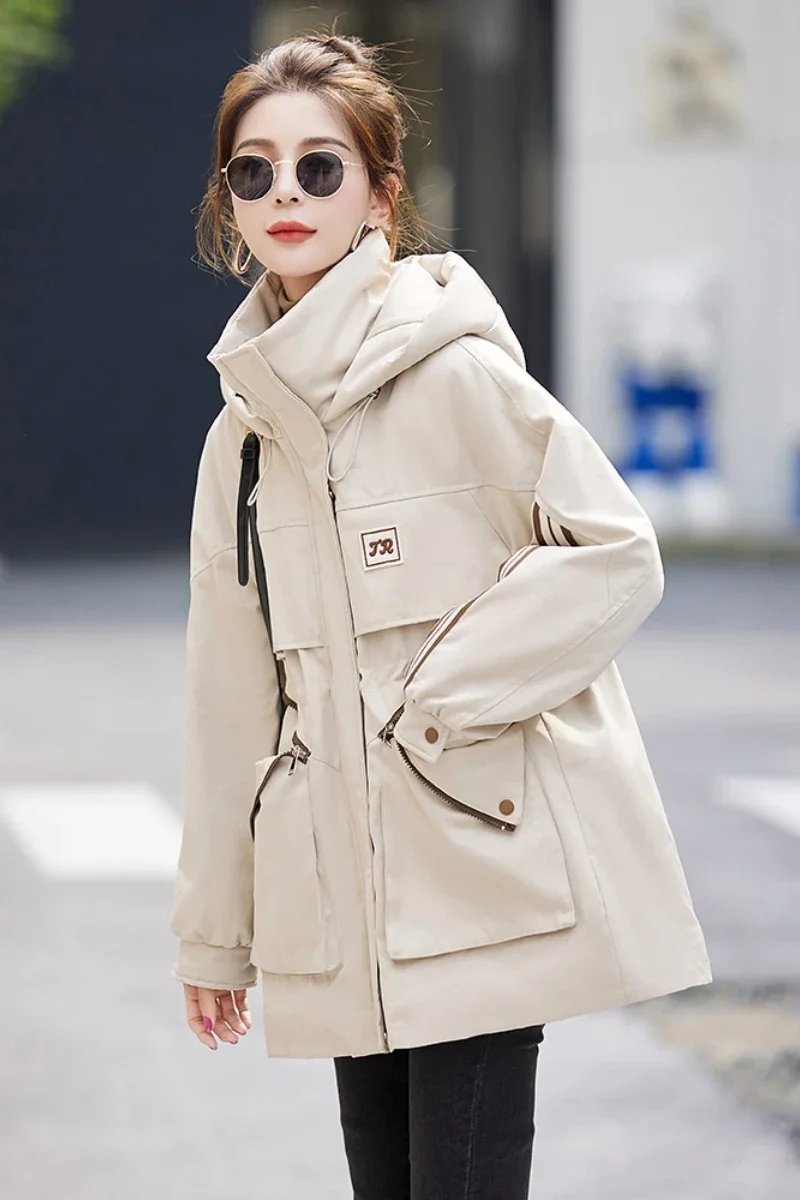 

2024 Autumn/Winter New Women's Jackets Hooded with Plush and Thickened Korean Edition Casual Warmth Charge Cotton Coat