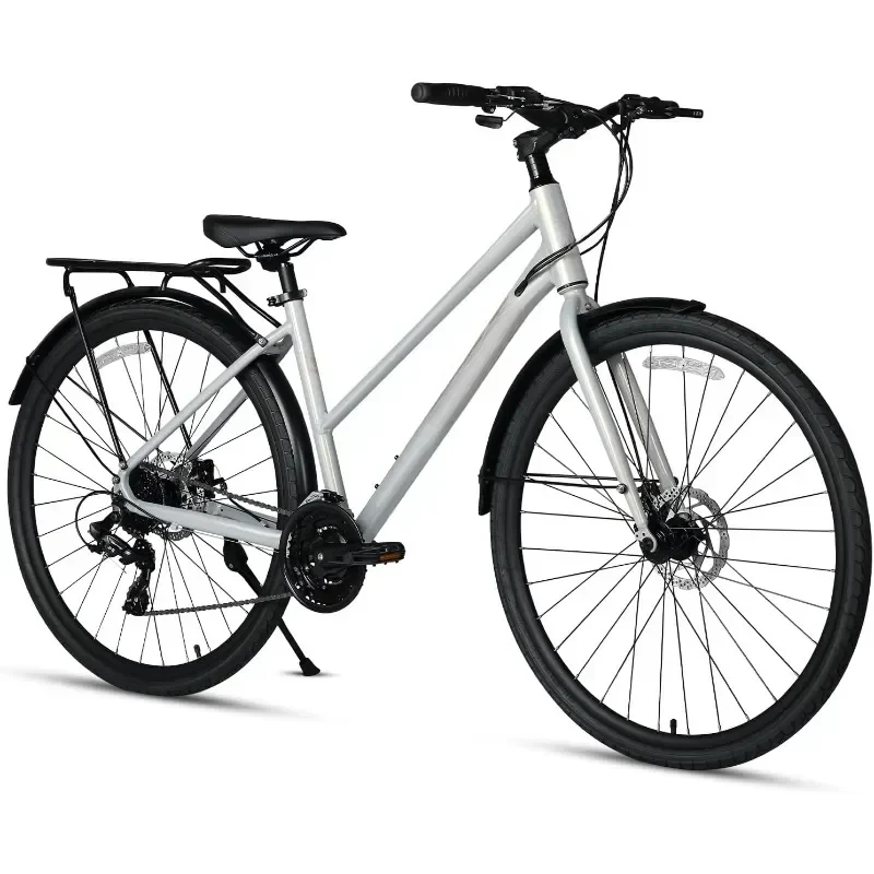 Neptune Road Hybrid Bike 700C Lightweight Aluminum Alloy Frame with 24 Speed City Commute Bicycle Dual Disc Brake