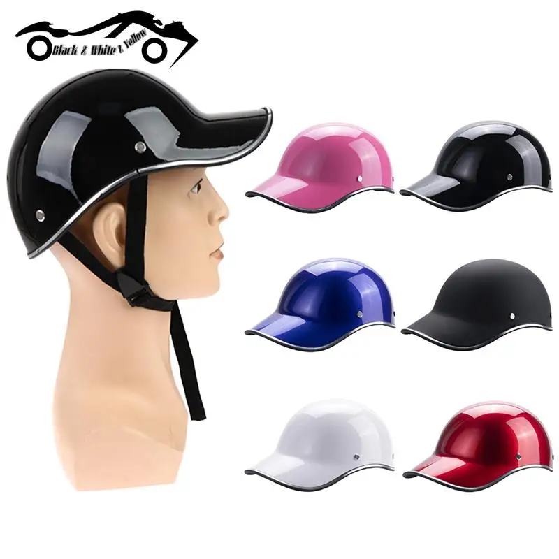 1PC Baseball Cap Style Motorcycle Half Helmet Safety Hard Hat For Cafe Racer Chopper Scooter Half Face Vintage Summer Cap