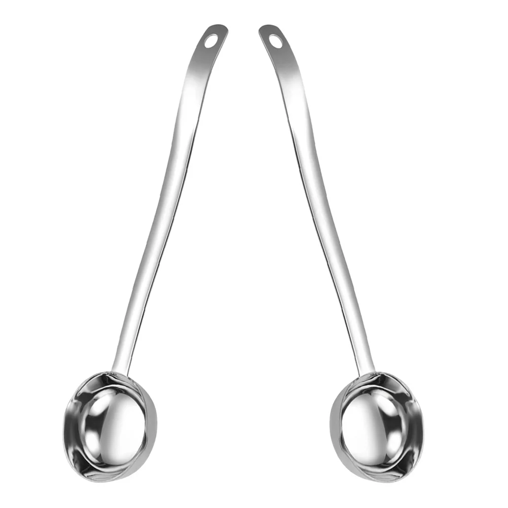 

2pcs Stainless Steel Sauce Ladle Long Handle Soup Spoon With Pour Spout For Gravy Sauces Stews Kitchen Cooking Serving Tool