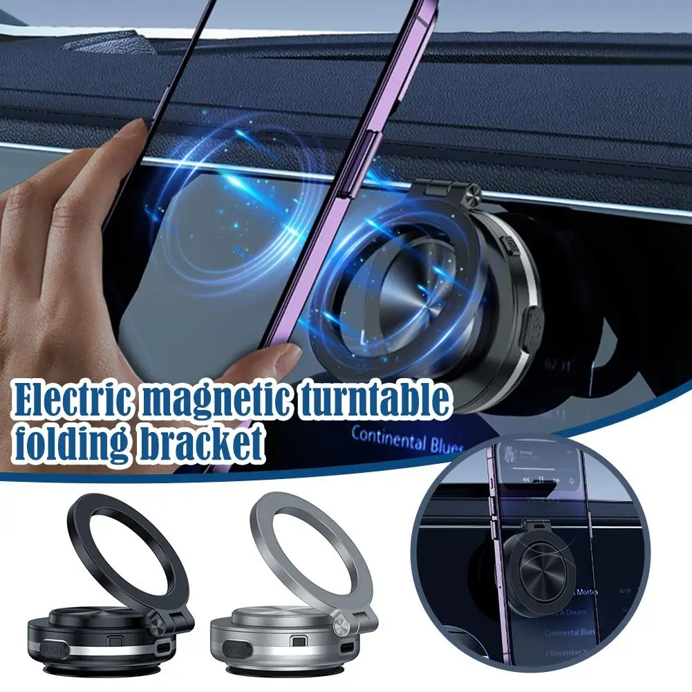 C1/C6 Portable Foldable Car Mount Mobile Phone Holder Magnetic Black Technology Universal Adsorption Bracket Vacuum Adsorption