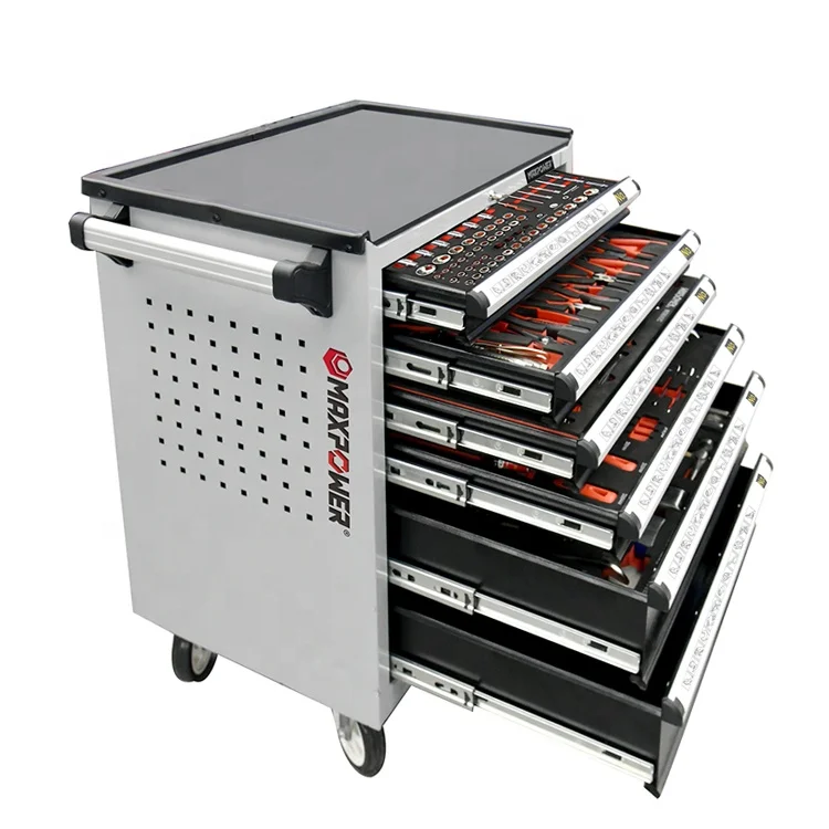 

MAXPOWER 368pcs Workshop Garage 6 Drawers Automotive Roller Cabinet Car Maintenance Tools