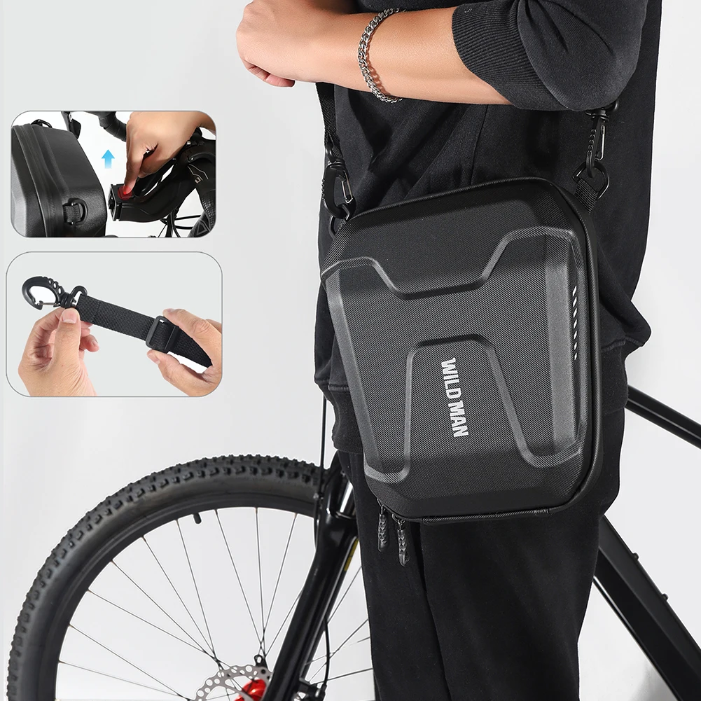 WILD MAN Multifunctional Bike Front Bag Waterproof MTB Cycling Head Bag EVA Hard Shell Bicycle Handlebar Bag Cycling Equipment