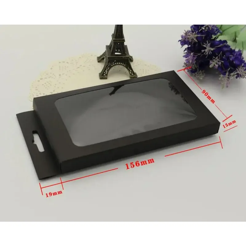 4 sizes Black/white kraft phone case packaging box kraft paper box cell phone mobile phone case box with hanging hole