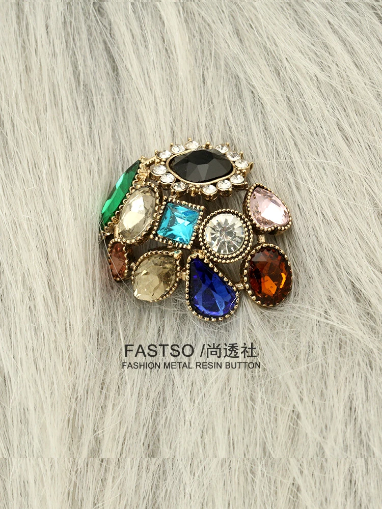 New Arrival Big Antique Rhinestone Metal Buttons for Clothes Coat Cardigan Sweater Luxury Vintage Handcraft