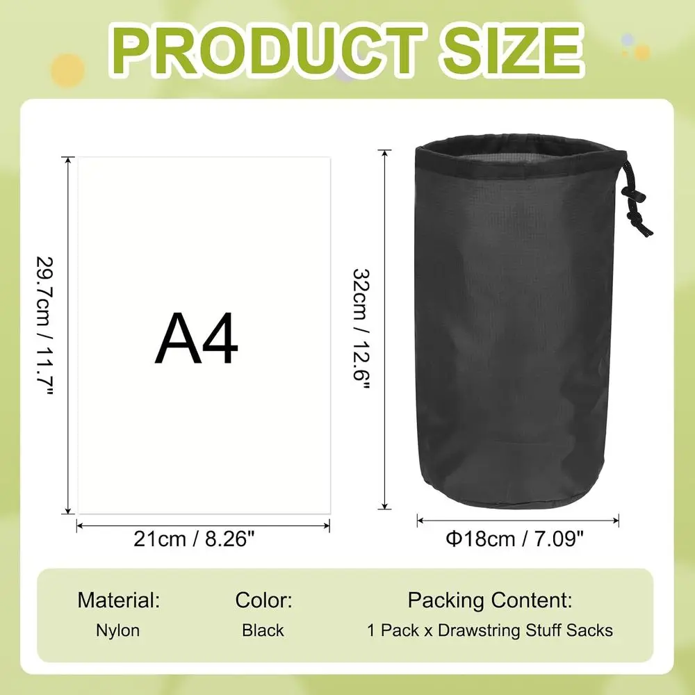 Nylon Waterproof Storage Sacks Portable Dry Bag Gear Organization with Toggle, 7x13Inch Backpacking Camping Traveling Hiking (Bl