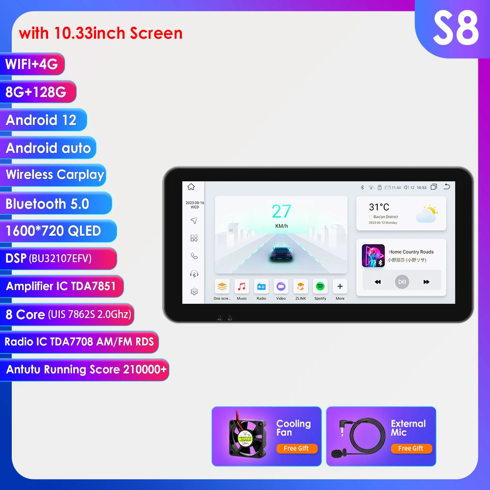 10.1" Wireless Carplay Android Auto Universal Car Radio Multimedia Player for VW Nissan Toyota Volkswagen Hyundai KIA GPS BT RDS image 3