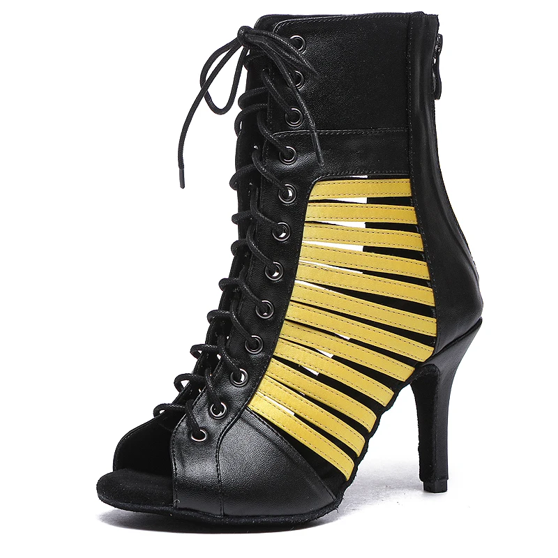 JuseDanc Women Dance Shoes Winter High Heel Boots Fashion Salsa Dance Shoes Ankle Boots Sexy Custume Shoes Black Tango Shoes