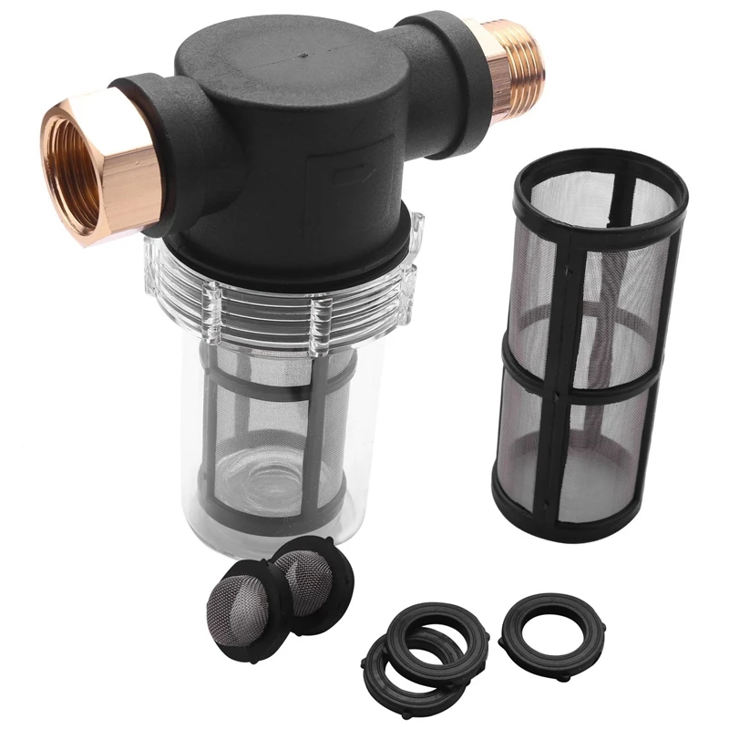 

YWDZ-Sediment Filter Attachment Garden Hose Inlet Pressure Washer For Outdoor Gardening Water (100 Mesh Screen) + Extra 100Mesh