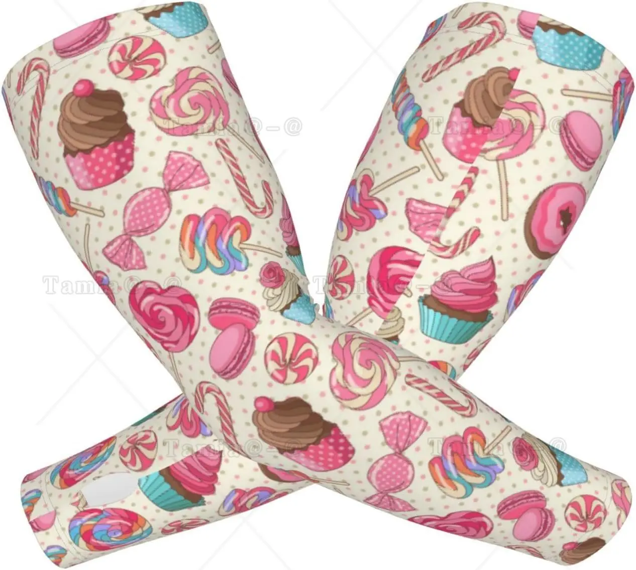 Arm Sleeves for Men Women Pink Cake Candy Macaron UV Sun Protection Compression Cooling Hand Cover for Outdoor Sports