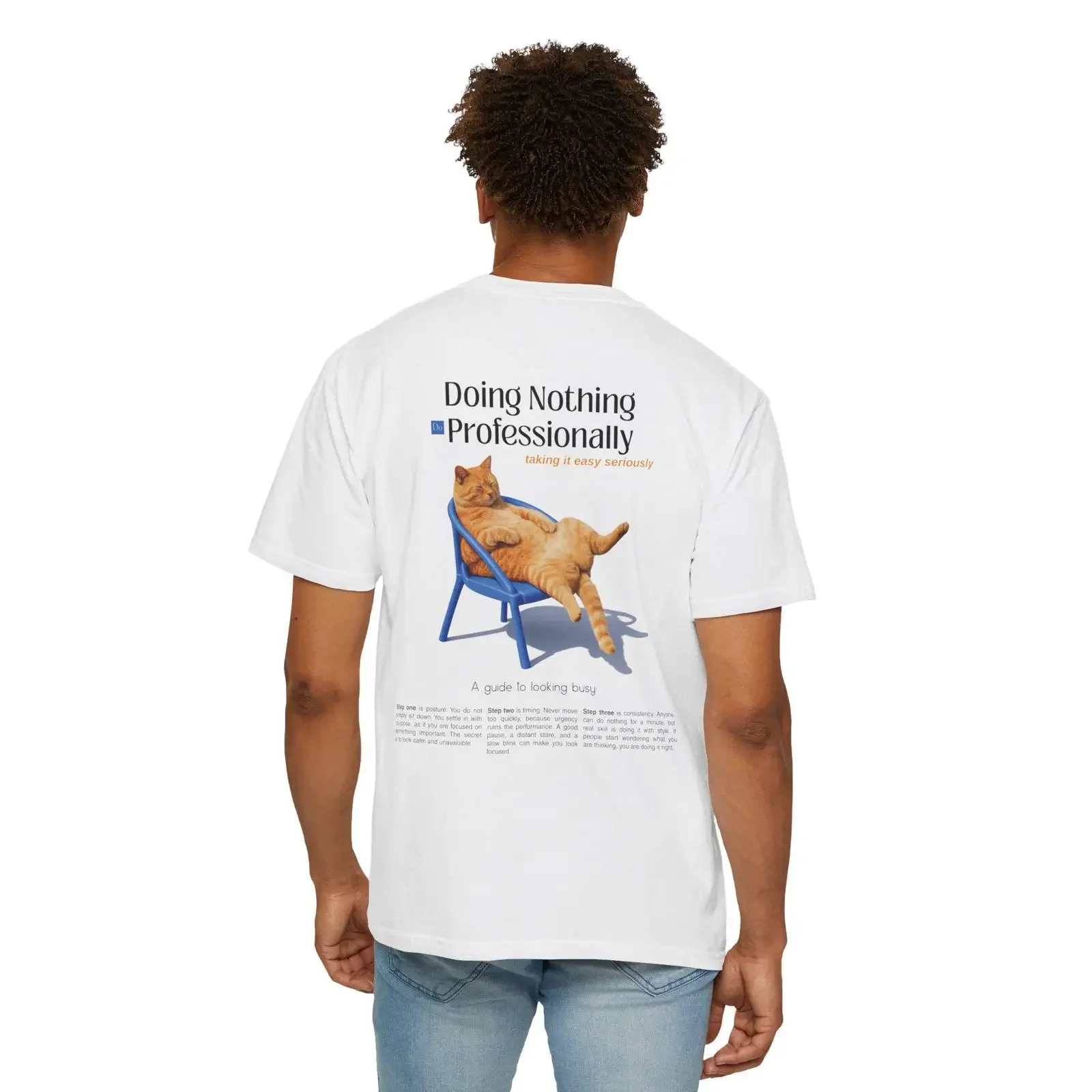 Doing Nothing Professionally T Shirt Funny Cat Lazy Introvert Humor Cute Relatable  vintage Washed Stylish homme Soft