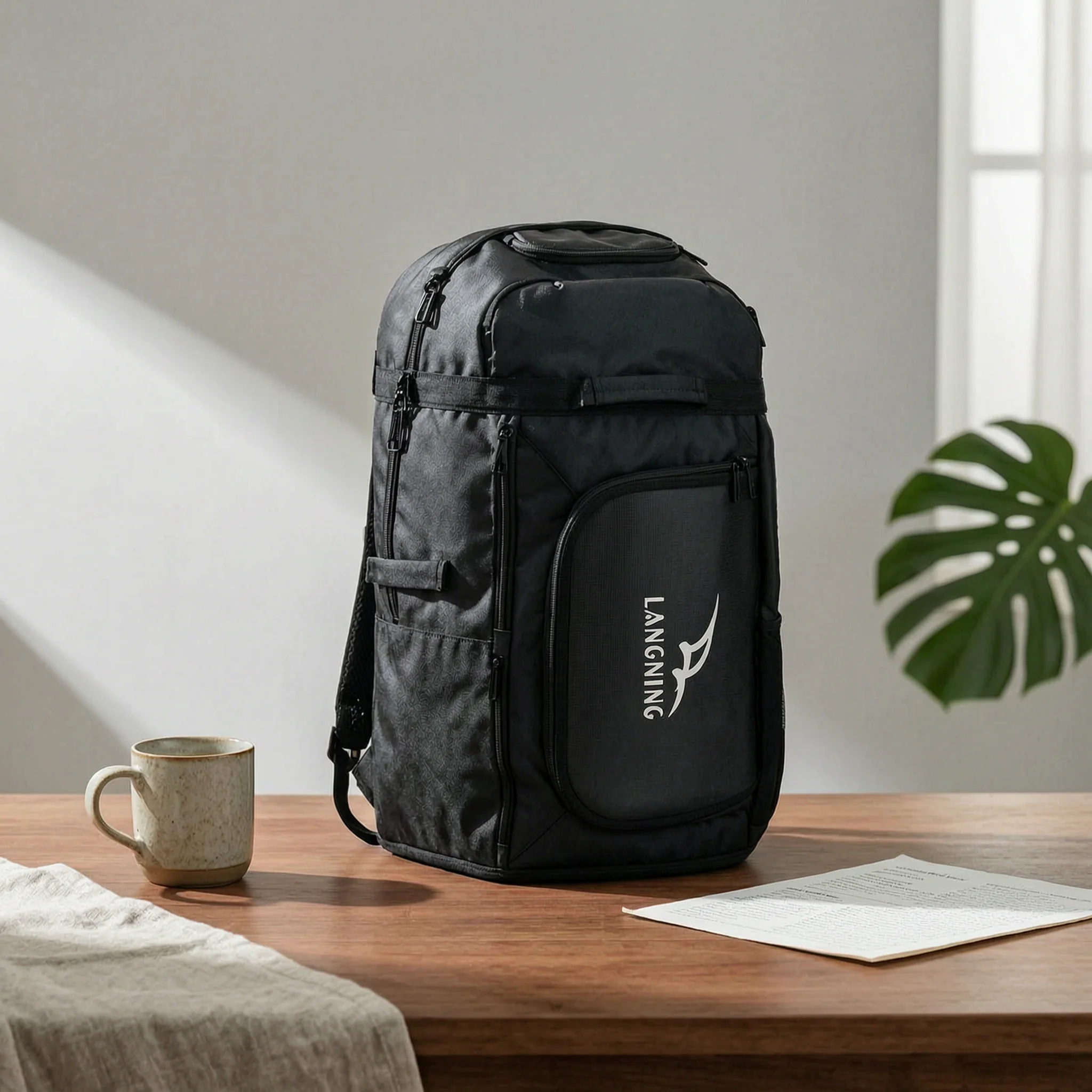 Racket Backpack Structured Tennis Backpack Badminton Bag Zippered Large Capacity for Gym