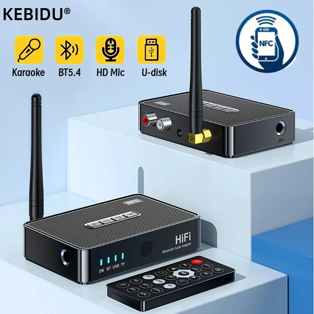 

NFC Bluetooth Receiver BT 5.4 Stereo AUX 3.5mm Jack RCA Wireless Music Audio Adapter 6.5mm Microphone Sing For Speaker Amplifier