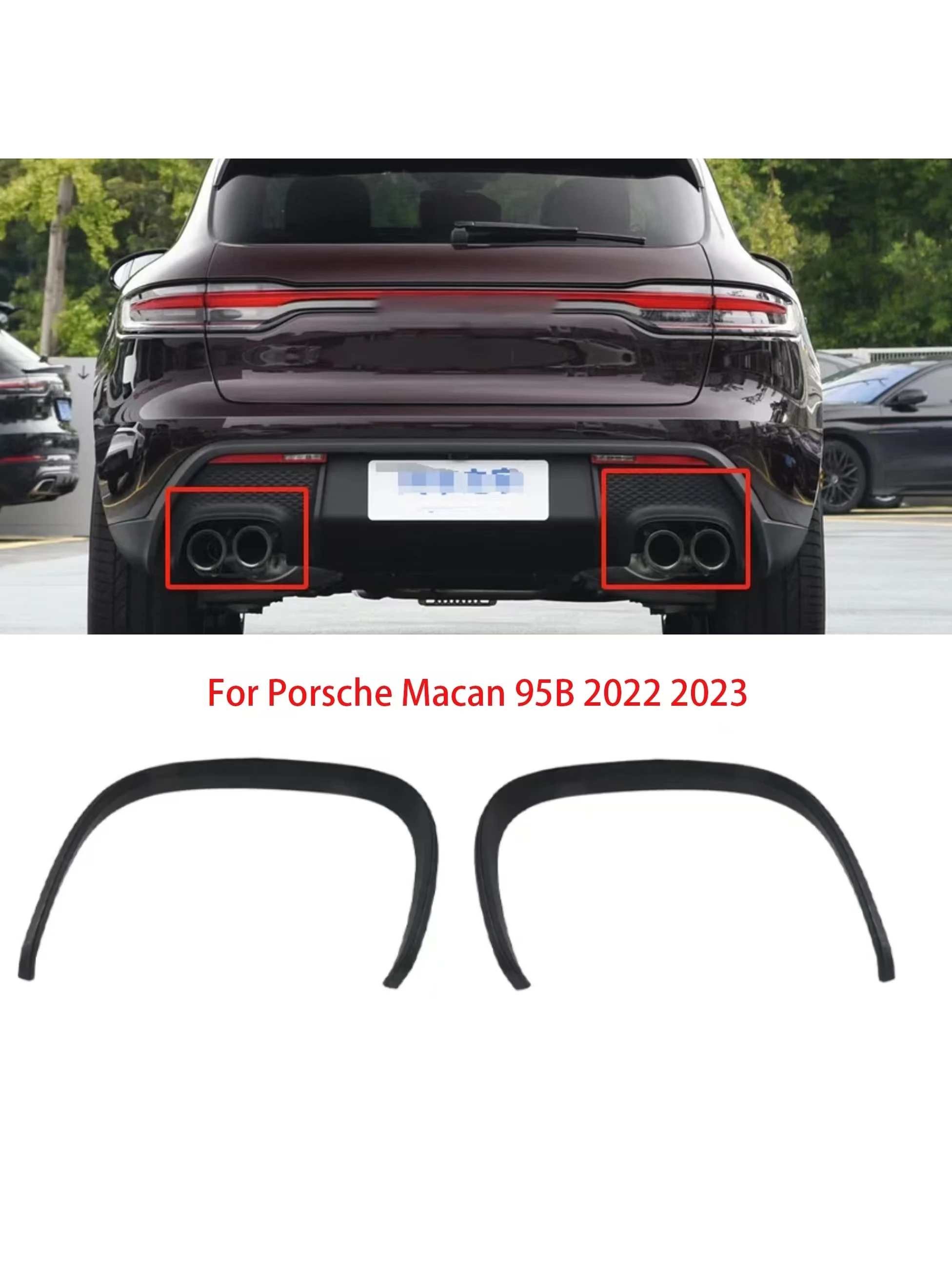 Car Rear Lip Exhaust Frame Rear Bumper Tailpipe Frame Decoration Cover  For Porsche Macan 95B 2022 2023 95B807811 95B807812