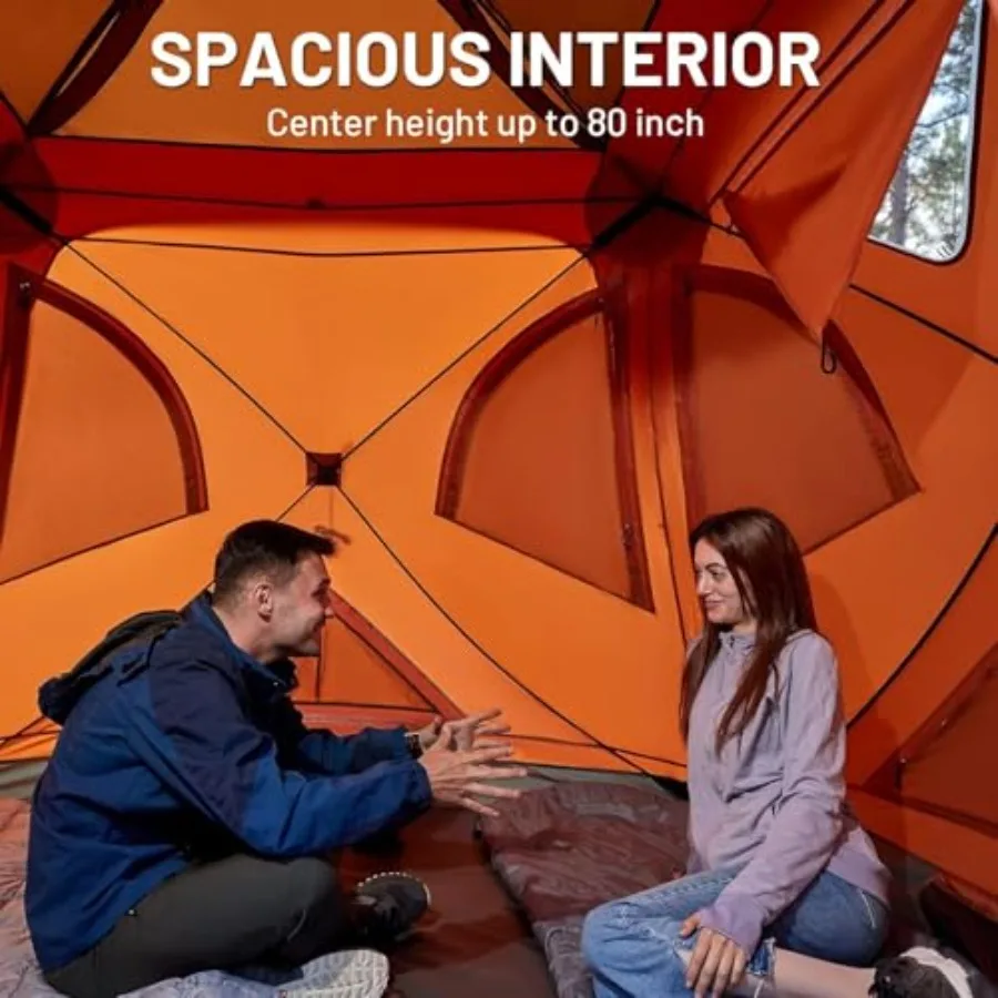 خيمة محور التخييم المقاومة للطقس منبثقة للمغامرات الخارجية: خيمة سهلة الإعداد 60 ثانية محمولة مكونة من 4 أشخاص مثالية #5