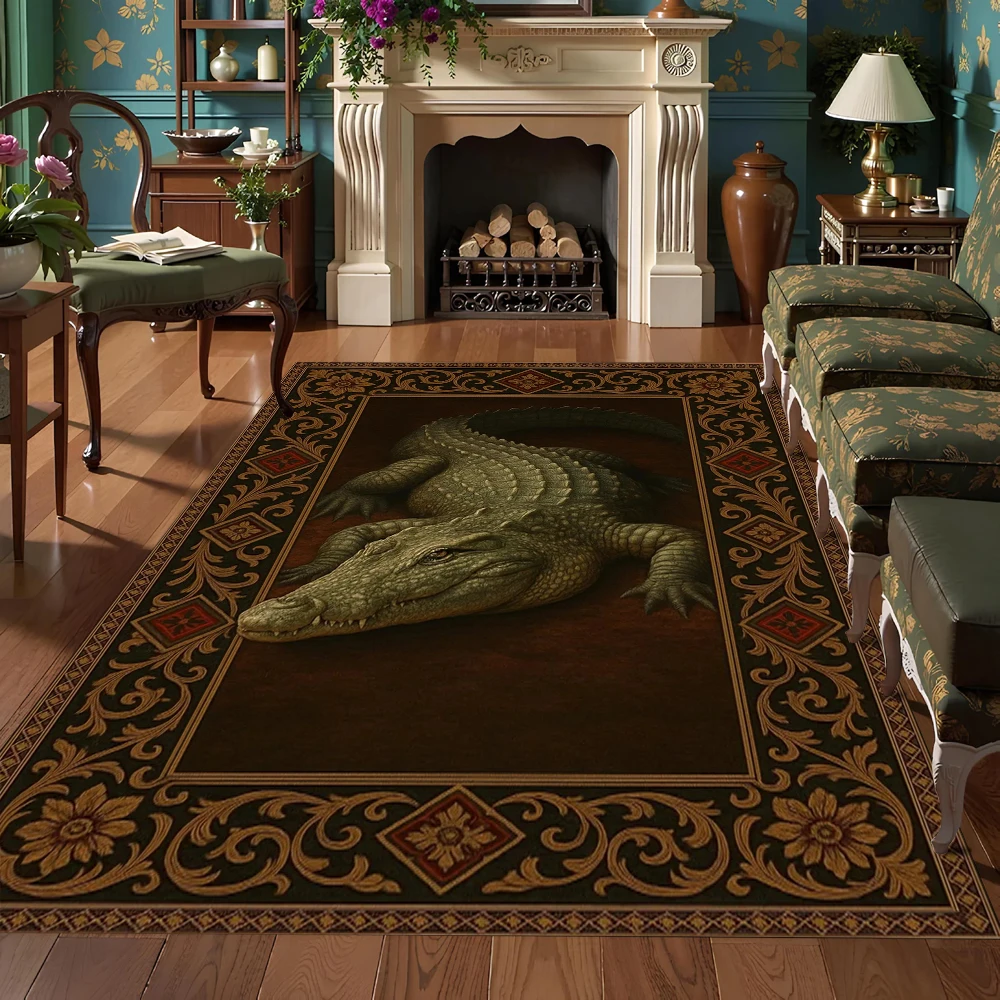 البصرية ثلاثية الأبعاد السجاد الأسد التمساح النمر الأسود المطبوعة السجاد البوهيمي نمط الحدود سجادة باب غرفة المعيشة غرفة نوم الديكور البساط