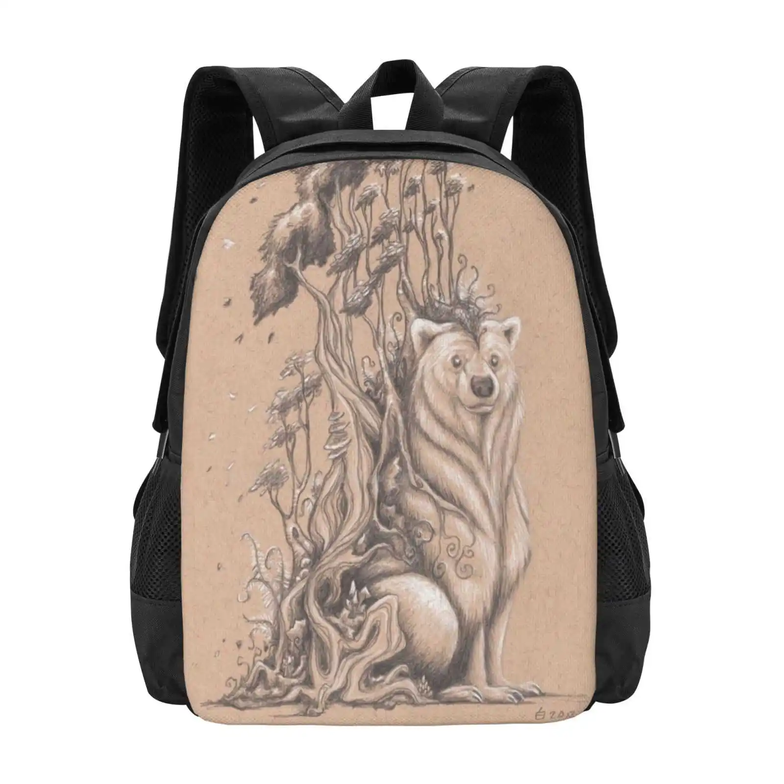 The Spirit Of Autumn Backpack For Student School Laptop Travel Bag Autumn Fall Nature Spirit Myth Wildlife Animals Bears