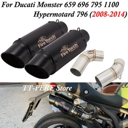 For Ducati Monster 659 696 795 1100 Hypermotard 796 2008-2014 Motorcycle Exhaust Escape Link Pipe Carbon Fiber Muffler DB Killer