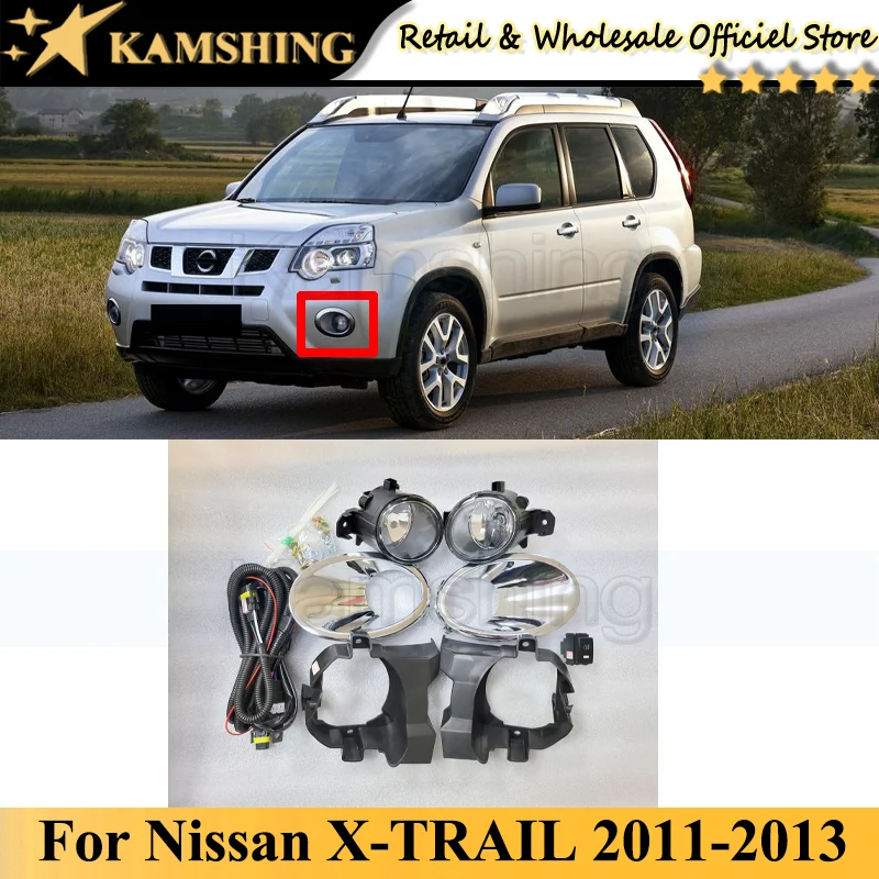 

Kamshing For Nissan X-TRAIL 2011 2012 2013 DRL Front Bumper Fog light Assembly Cover Fog lamp driving light lamp Foglights