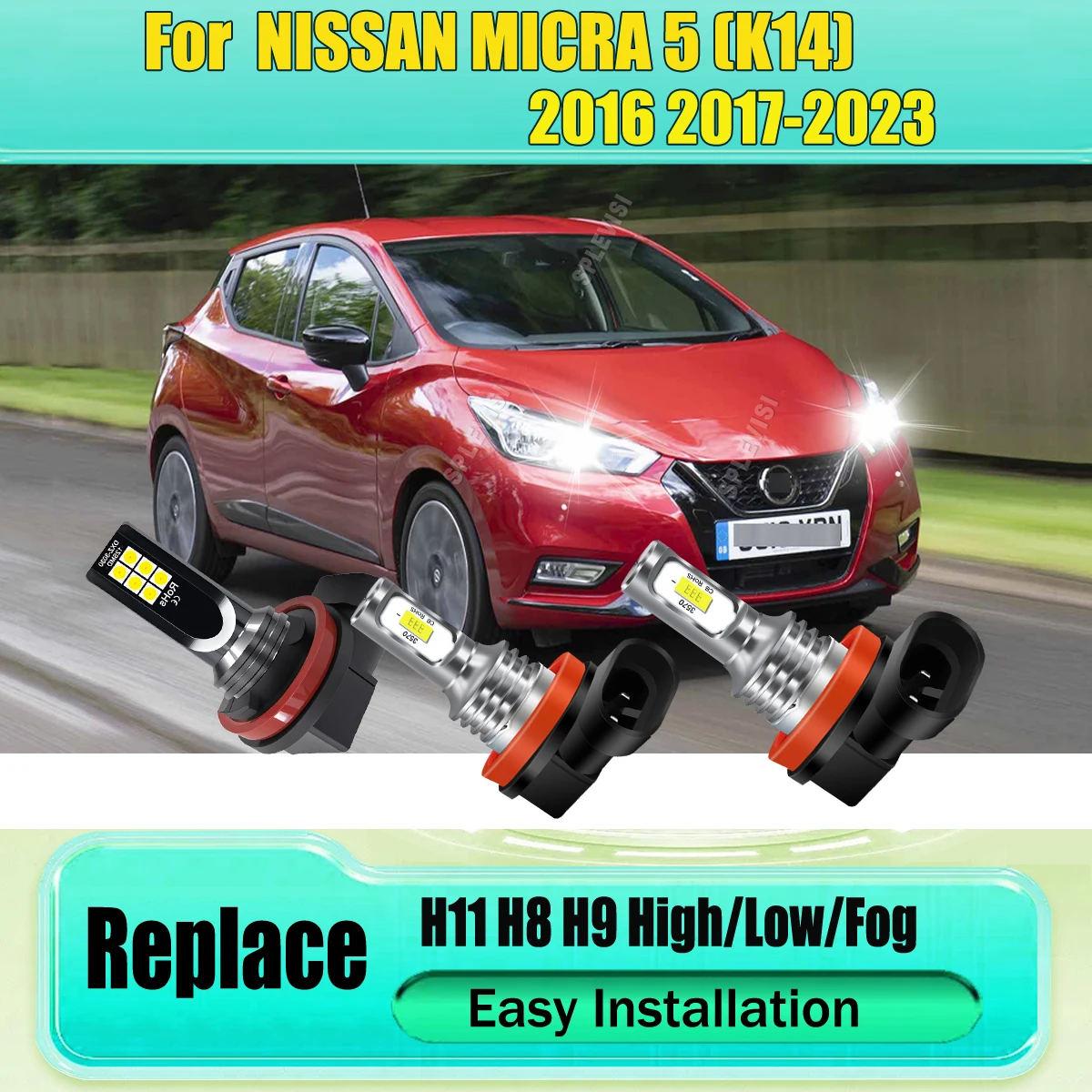 Car LED Light Bulbs High Low Beam Foglight - Extended Lifespan For NISSAN MICRA 5 (K14) 2016 2017 2018 2019 2020 2021 2022 2023