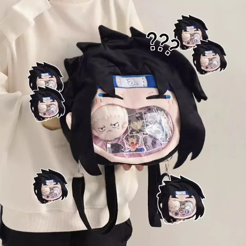 Narutos Uchiha Sasuke Big Mouth Backpack Kawaii Peripheral Doll Large Capacity Storage Crossbody Bag Girls Shopping Versatile view 3