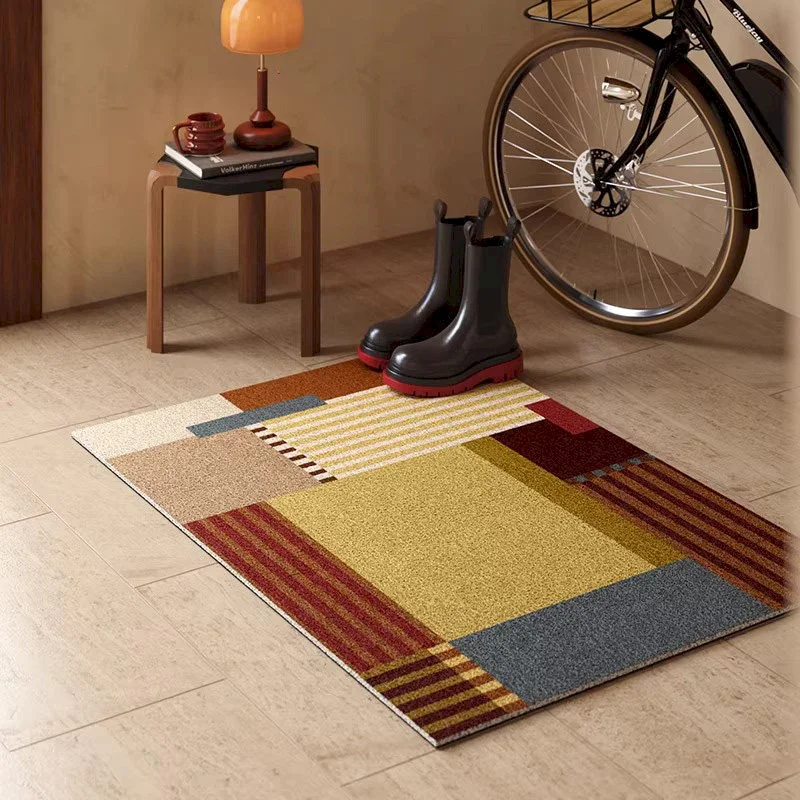 VIKAMA Abstract Linear Geometry Carpet Soft Anti slip Carpet Modern Line Pattern Floor Mat Bedroom Living Room Home Decoration
