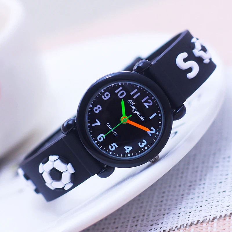 new fashion cool children boys girls football soccer watches kids little students silicone soft strap cartoon sports watches