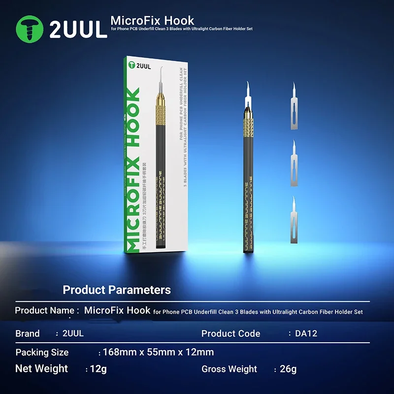 Imagem -02 - Faca Remoção 2uul-cola Gancho Microfix para Telefone Pcb Underfill Limpo Lâminas Suporte de Fibra de Carbono Ultraleve Da12