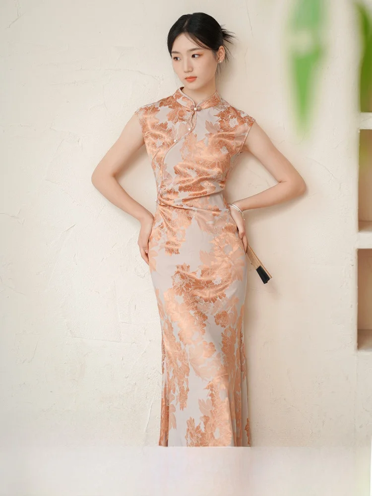 

Ele New Chinese Sle Qipao Dr Женская мода Оригинальный дизайн Цельная художественная длинная повседневная одежда