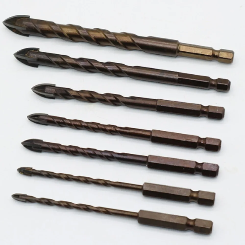 

Alloy Triangle Drill Bits Lengthen Cross Hex Design for Tile Glass Ceramic Concrete Drilling Sizes 3-12mm Hole Opening Tool