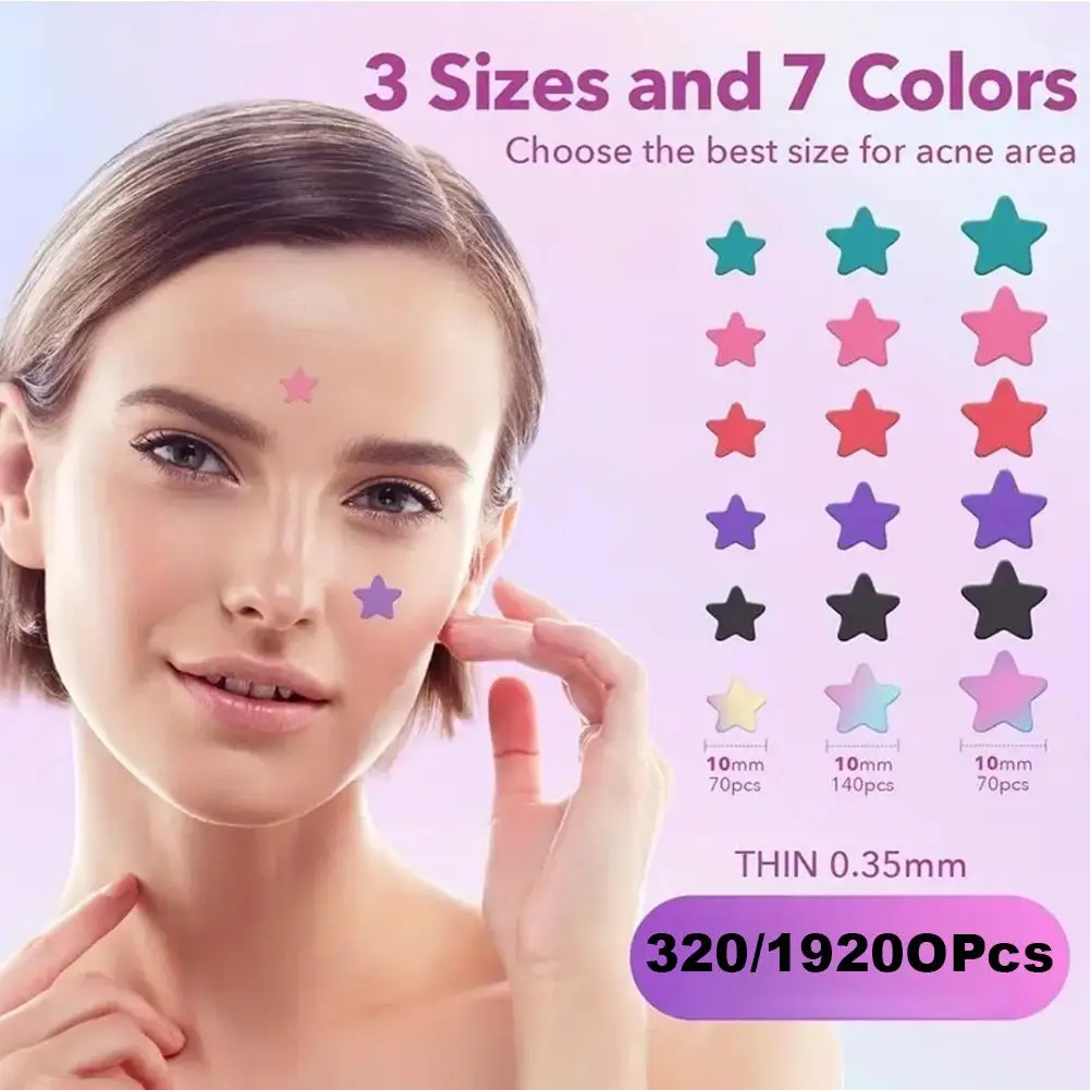 Star-Shaped Acne Patch Set 280-1920Pcs Hydrocolloid Blemish Control Stickers Unisex Pimple Treatment Beauty Tool
