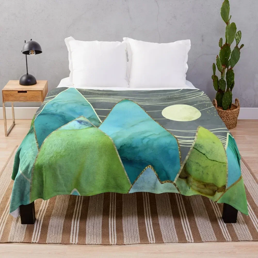 

Moonlit Mountains Throw Blanket Breathable Lightweight Blanket for Adults Kids