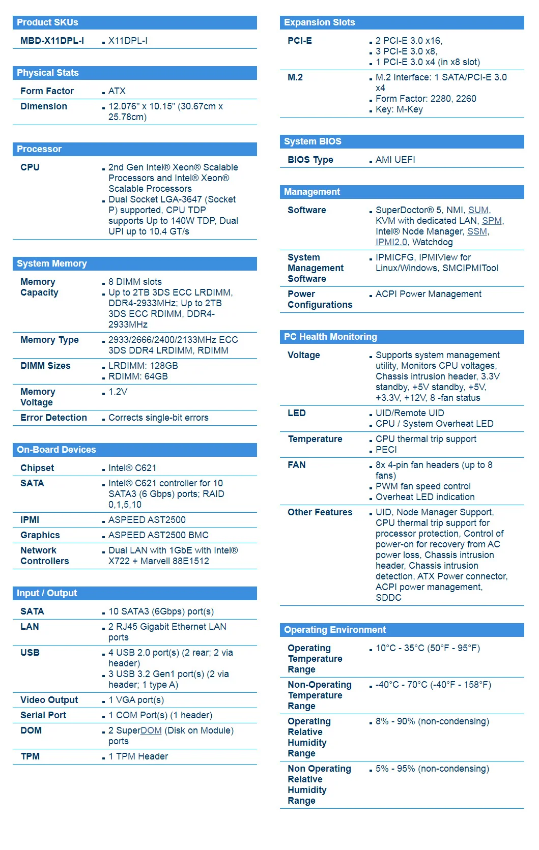 ل Supermicro ثنائي المقبس خادم اللوحة الأم إنتل C621 LGA-3647 PCI-E 3.0 DDR4 10 SATA3 100% اختبار سريع شيب X11DPL-i